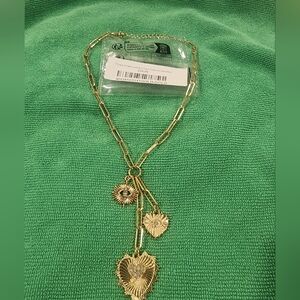 Gold Heart & Eye Pendant Necklace